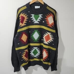 United Colors Of Benetton Multicolor Geometric Crewneck Sweater